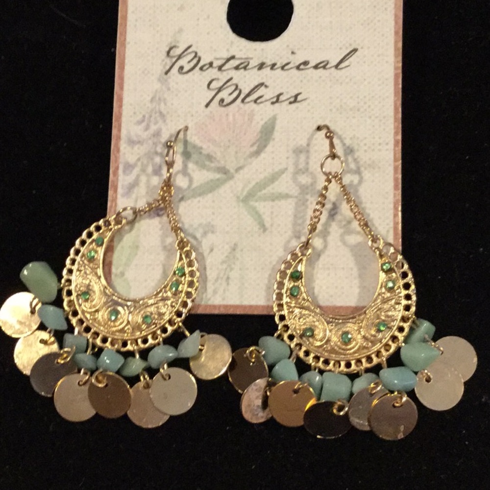 Botanical Bliss, GoldTone, Dangle Earrings,